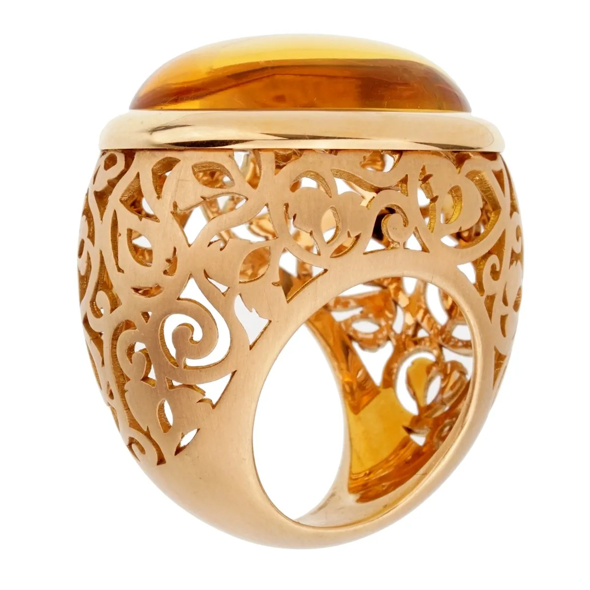 Pomellato 19.94 Carat Amber Rose Gold Cocktail Ring Sz 6 1/4