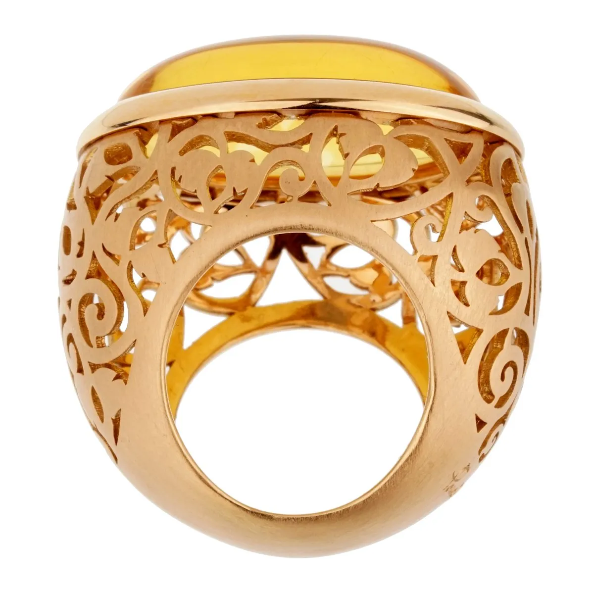 Pomellato 19.94 Carat Amber Rose Gold Cocktail Ring Sz 6 1/4