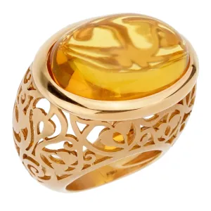 Pomellato 19.94 Carat Amber Rose Gold Cocktail Ring Sz 6 1/4
