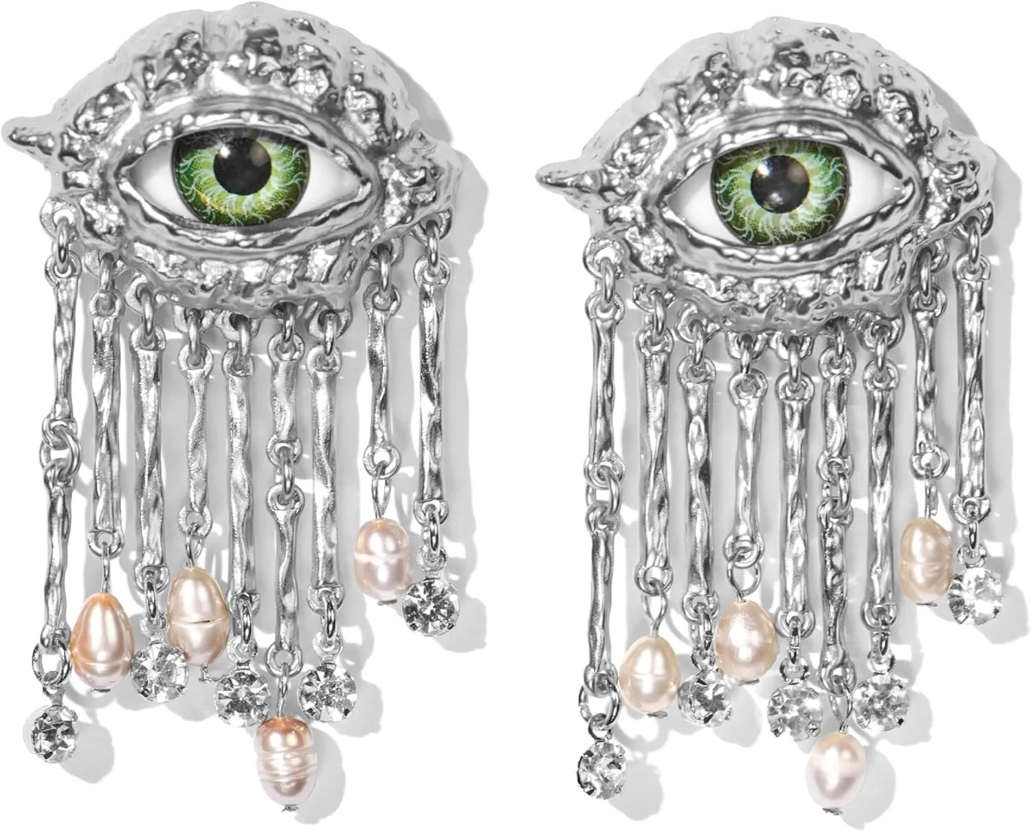 Premium Quality | 18K Gold Plated Evil Eye Earrings for Women | Real Freshwater Pearls | Haute Couture Aesthetics | Pump Up The Gem | US Brand |