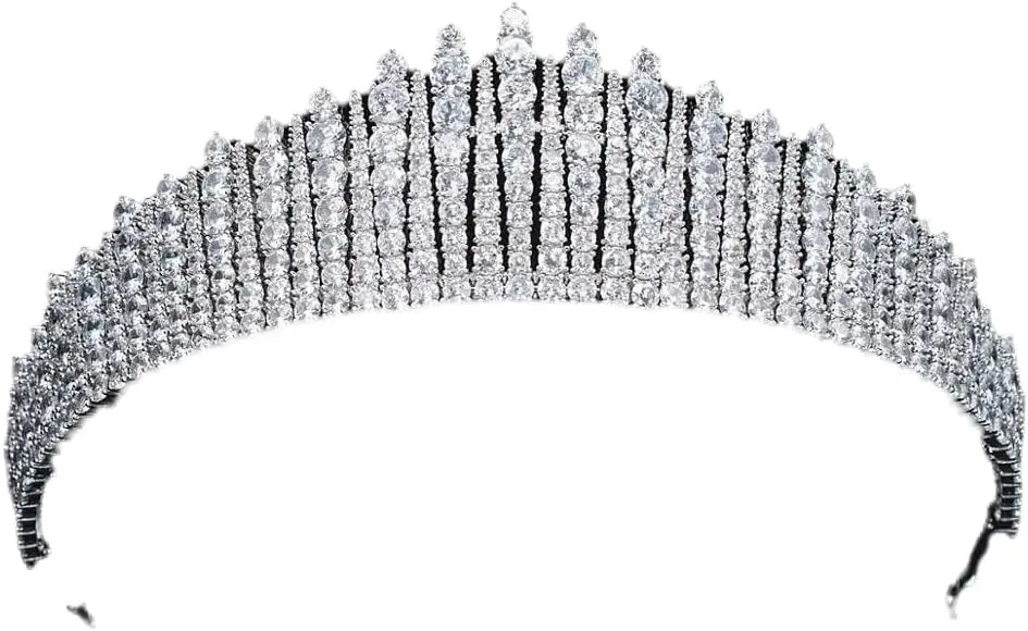Queen Mary's Fringe Replica Tiara,Cubic Zirconia Princess Tiara Diadem for Bridal Wedding Hair Jewelry Accessories Hairpieces CH10345