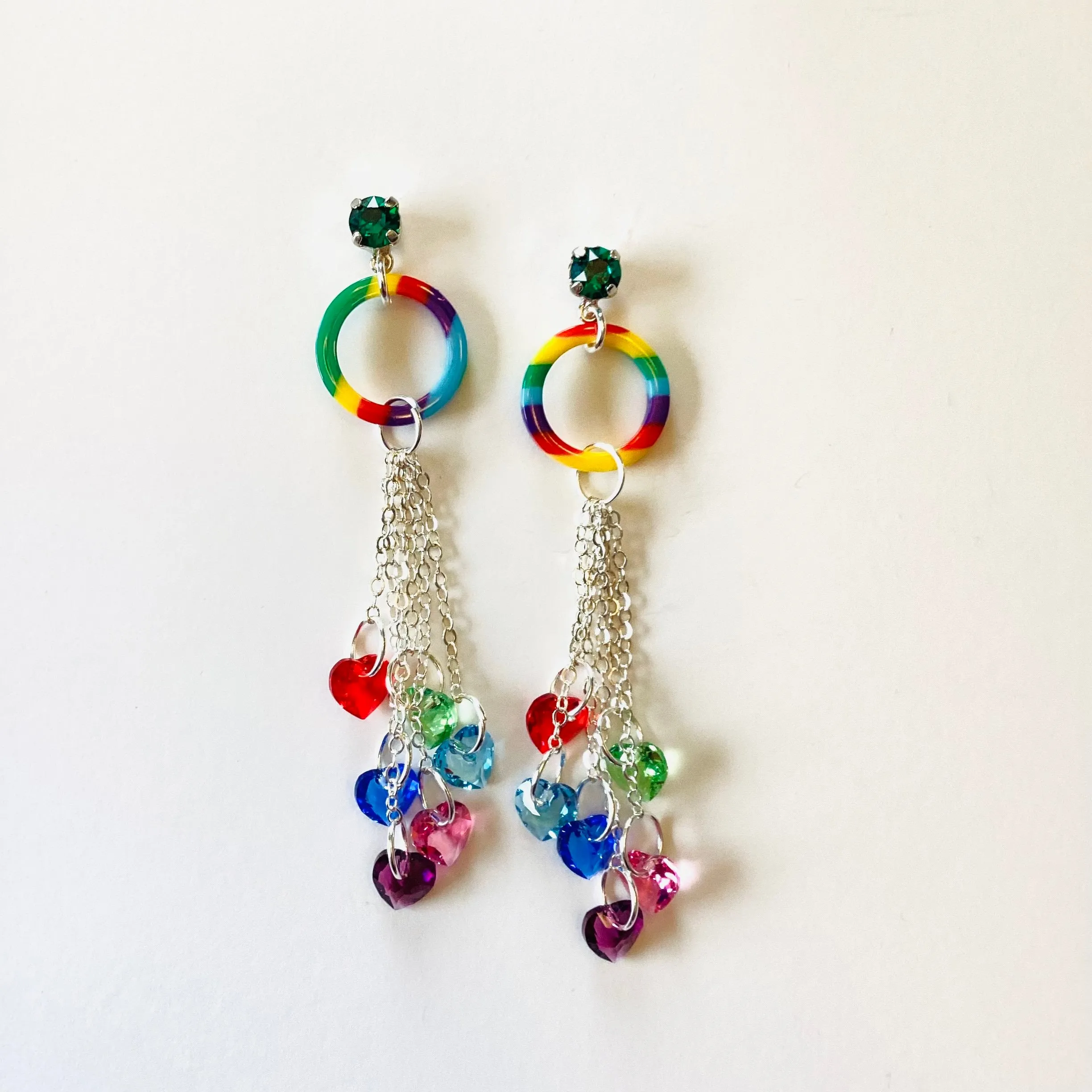 Rainbow Raindrop Fringe Earrings