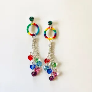 Rainbow Raindrop Fringe Earrings