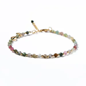Rainbow Tourmaline  Bracelets; Natural Gemstone Bracelet; Beaded Bracelet