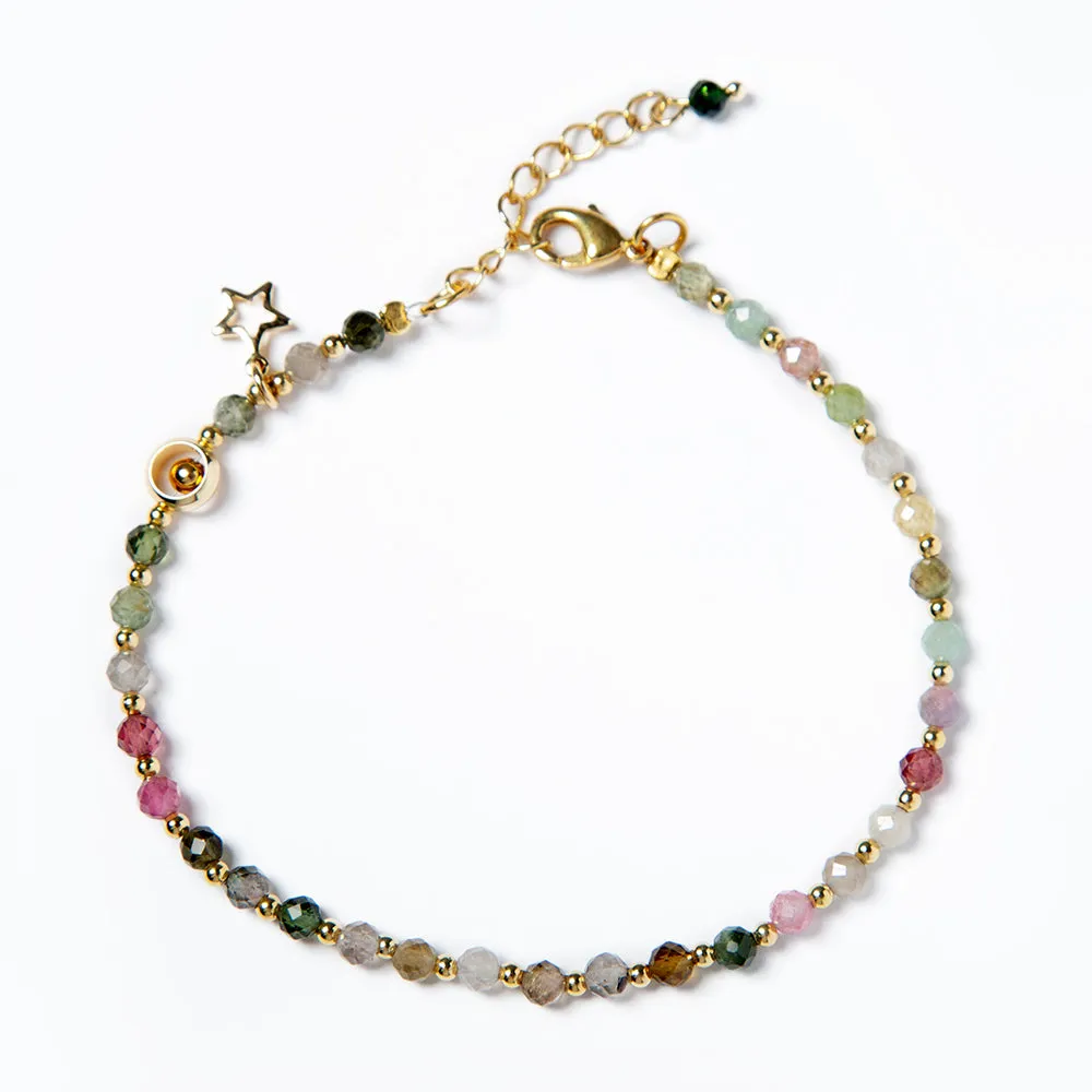 Rainbow Tourmaline  Bracelets; Natural Gemstone Bracelet; Beaded Bracelet