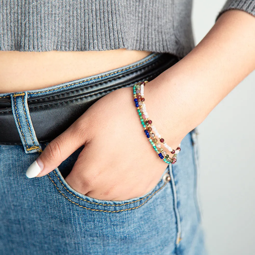 Rainbow Tourmaline  Bracelets; Natural Gemstone Bracelet; Beaded Bracelet
