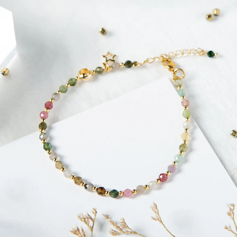 Rainbow Tourmaline  Bracelets; Natural Gemstone Bracelet; Beaded Bracelet
