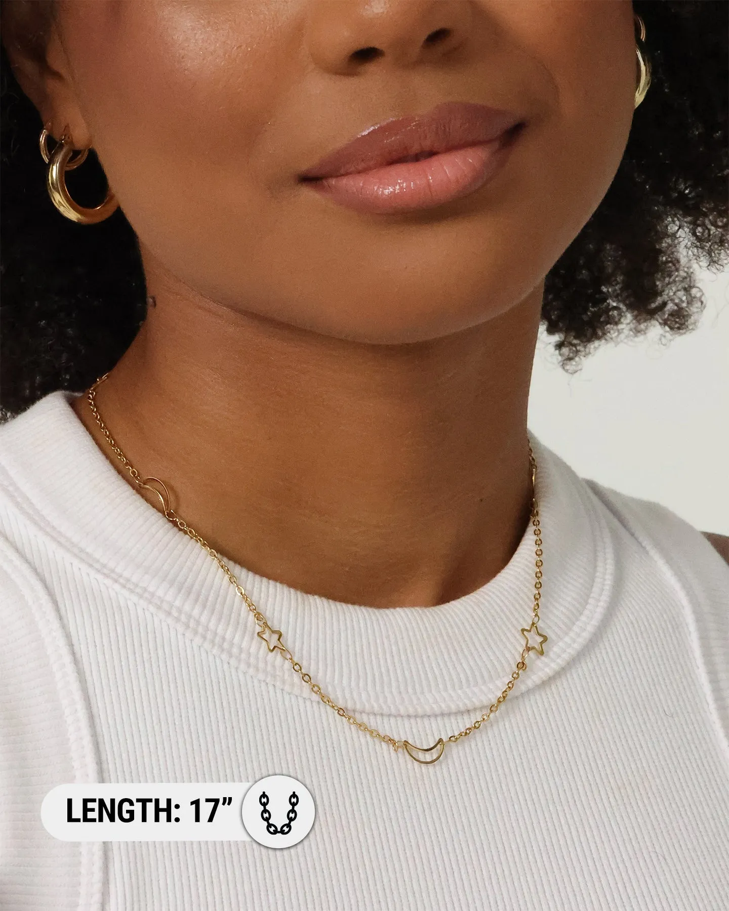 Raising Hell Women's Moon And Stars Necklace Gold