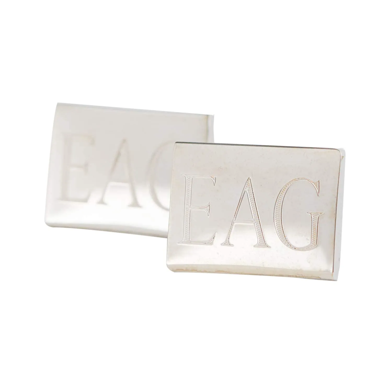 Rectangular Cufflinks With Initials Engraved in Stainless Steel