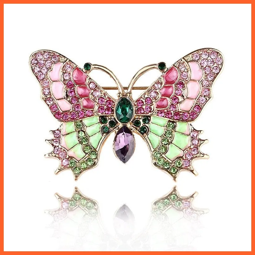 Retro Glass Butterfly Vintage Enamel Insect Brooch