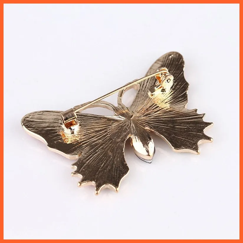 Retro Glass Butterfly Vintage Enamel Insect Brooch