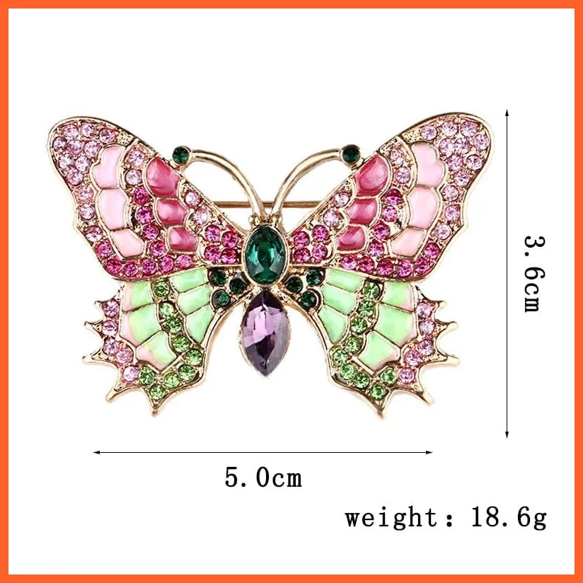 Retro Glass Butterfly Vintage Enamel Insect Brooch