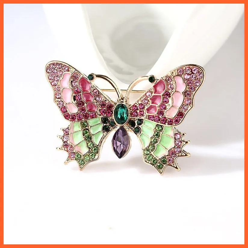 Retro Glass Butterfly Vintage Enamel Insect Brooch
