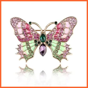 Retro Glass Butterfly Vintage Enamel Insect Brooch