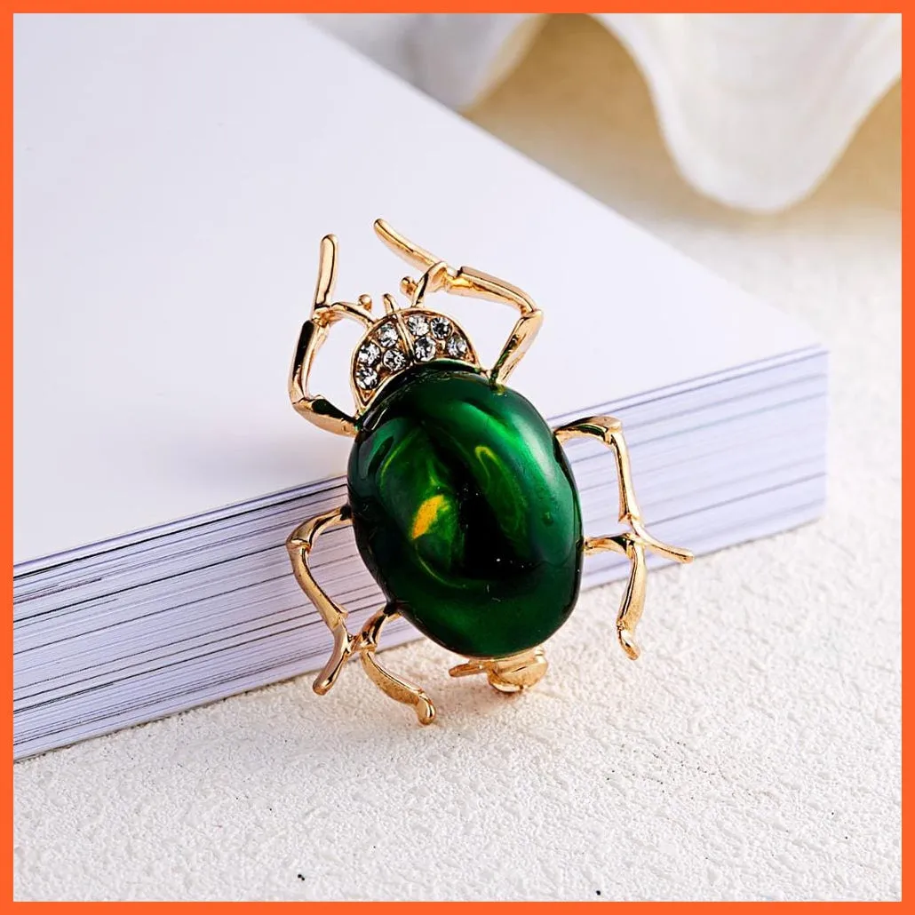 Rhinestone Beetle Crystal Pin Fashion Scarf Clip Jewellery Brooch Enamel Badge