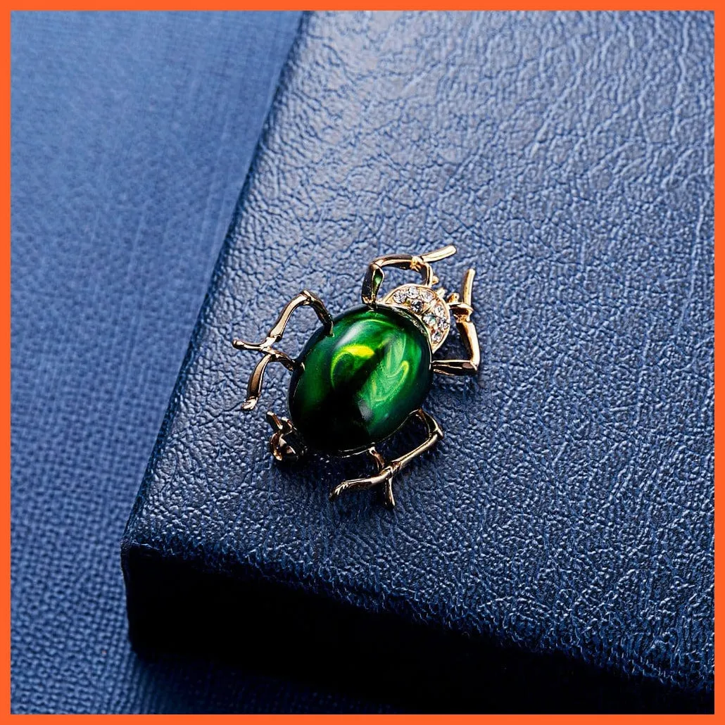 Rhinestone Beetle Crystal Pin Fashion Scarf Clip Jewellery Brooch Enamel Badge