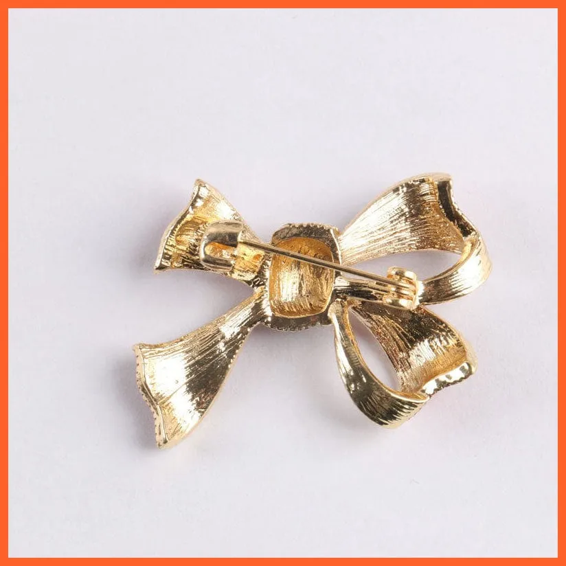 Rhinestone Red Rose Flower Brooches | Elegant Tulip Flower Bowknot Lapel Pins