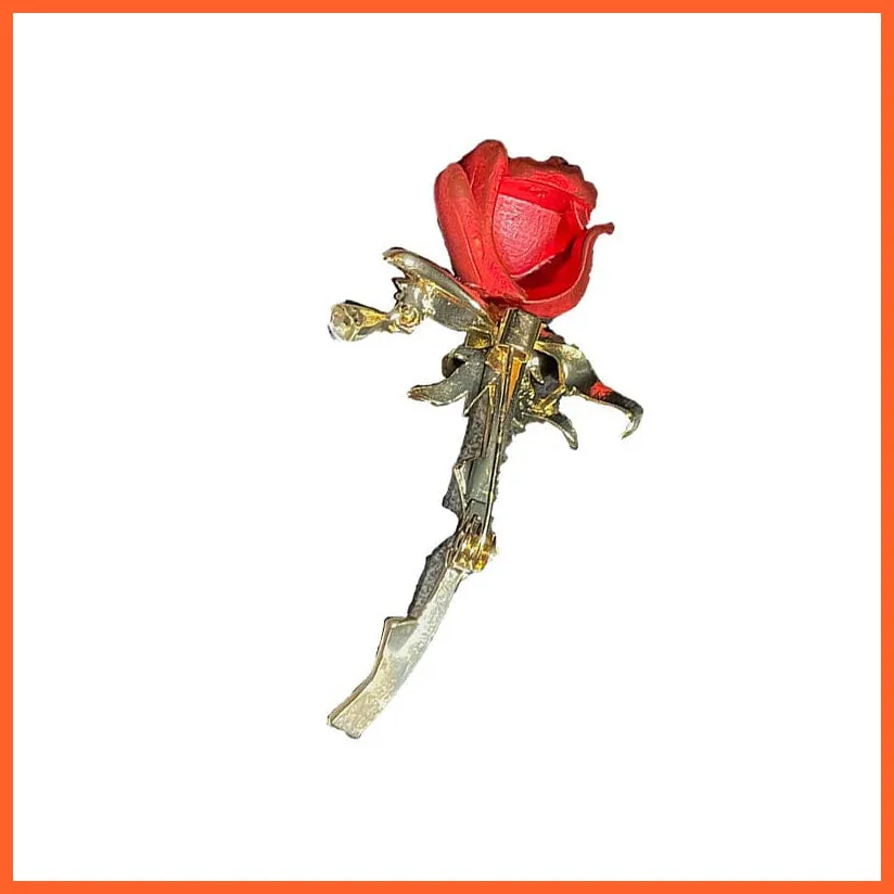 Rhinestone Red Rose Flower Brooches | Elegant Tulip Flower Bowknot Lapel Pins