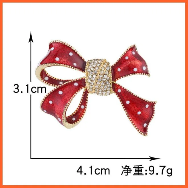 Rhinestone Red Rose Flower Brooches | Elegant Tulip Flower Bowknot Lapel Pins