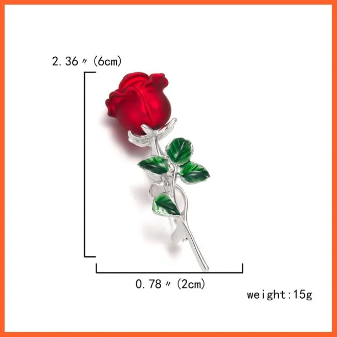 Rhinestone Red Rose Flower Brooches | Elegant Tulip Flower Bowknot Lapel Pins