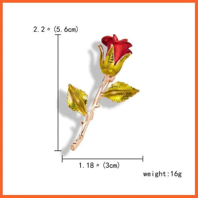 Rhinestone Red Rose Flower Brooches | Elegant Tulip Flower Bowknot Lapel Pins