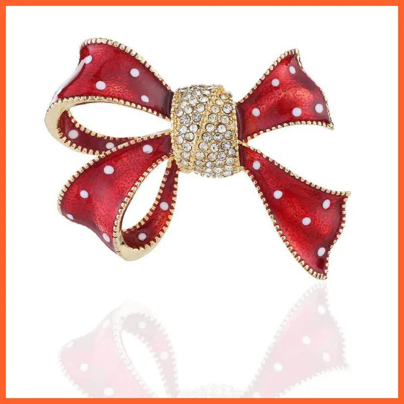 Rhinestone Red Rose Flower Brooches | Elegant Tulip Flower Bowknot Lapel Pins