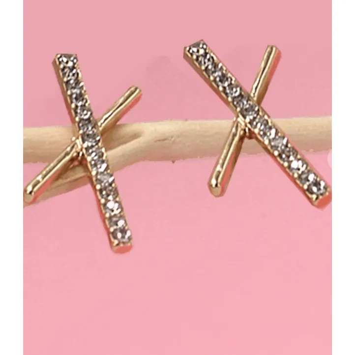 Rhinestone X Designer Earrings
