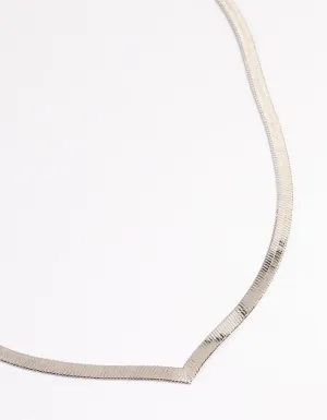 Rhodium V Shape Snake Chain Necklace