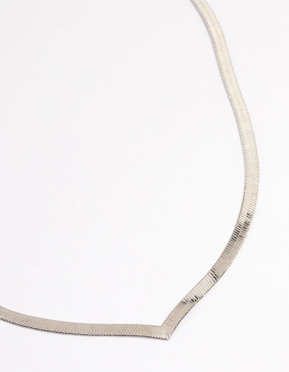 Rhodium V Shape Snake Chain Necklace