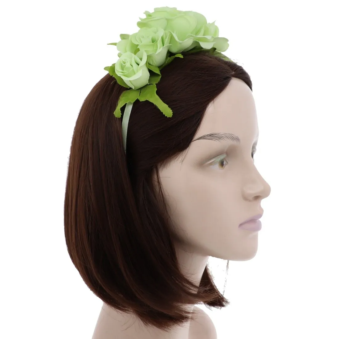 Rose Flower Hair Wreath Boho Headband - Mint