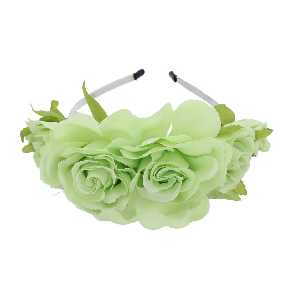 Rose Flower Hair Wreath Boho Headband - Mint