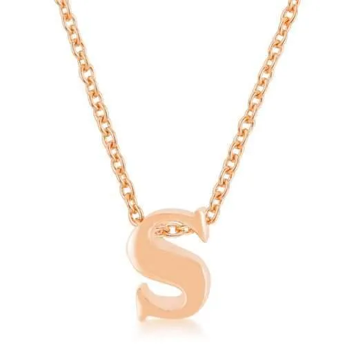 Rose Gold Finish Initial S Pendant