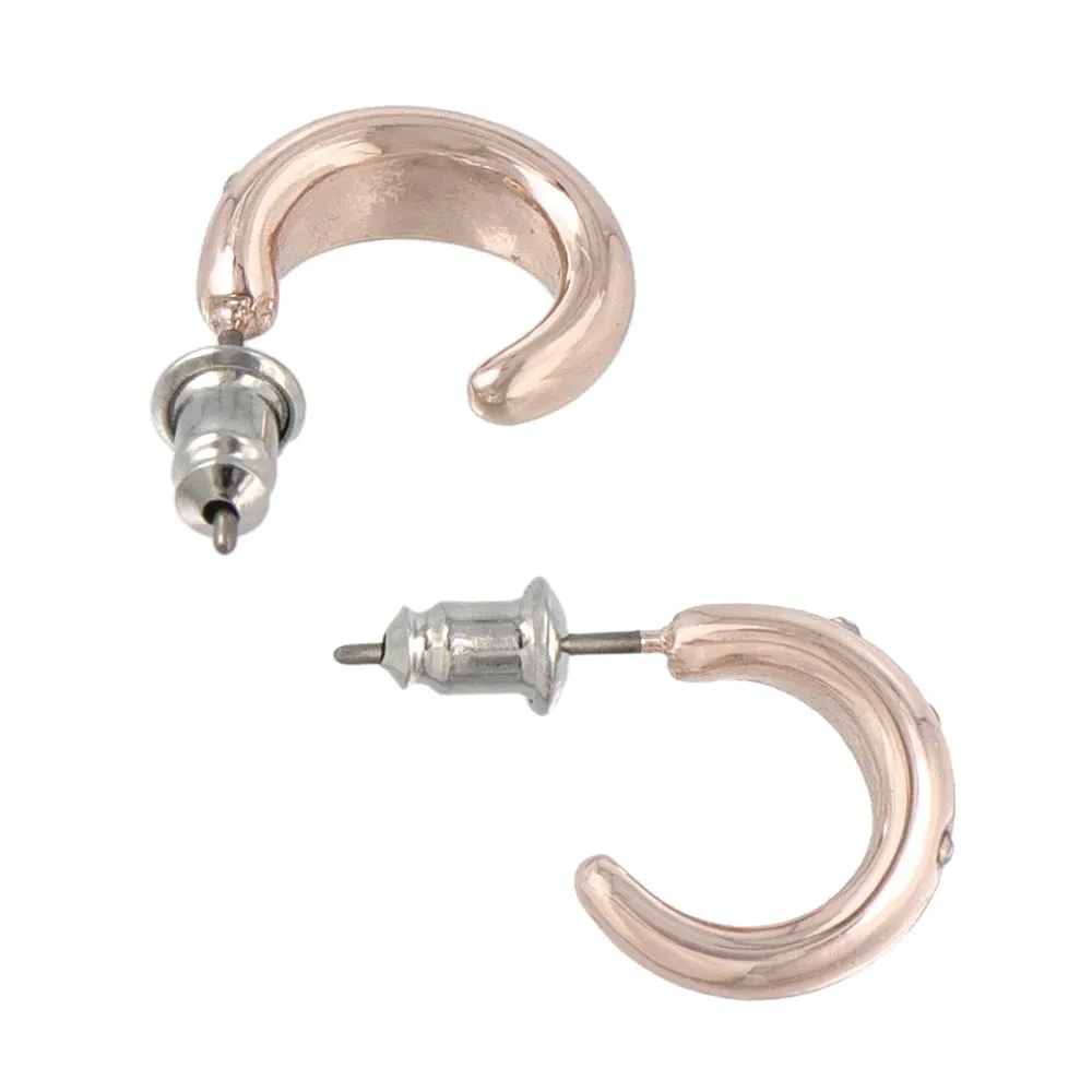 Rose Silver Inlaid Puffy Hoop Earrings