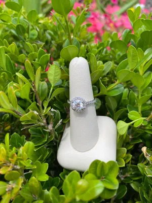 Round Halo and Pave Engagement Ring