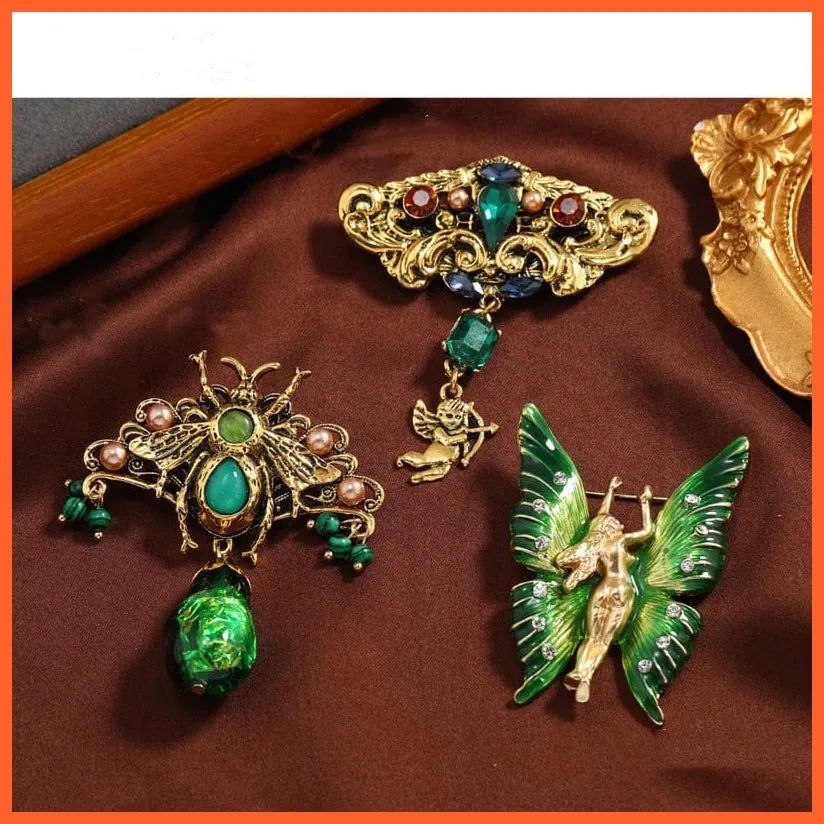 Royal Vintage Crystal Butterflies Bee Brooch Pins