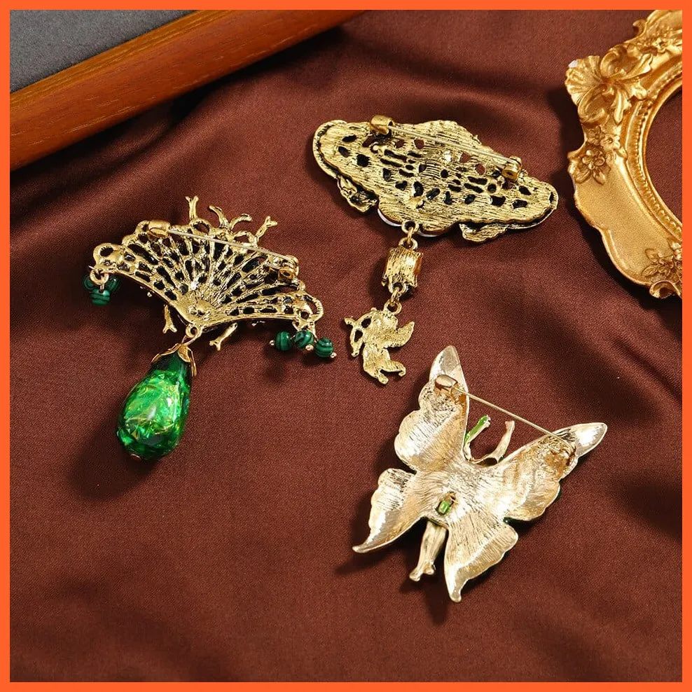 Royal Vintage Crystal Butterflies Bee Brooch Pins