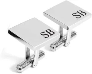 Sahaa Personalized 925 Sterling Silver Wedding Cufflinks Engraved Custom with Any Initials