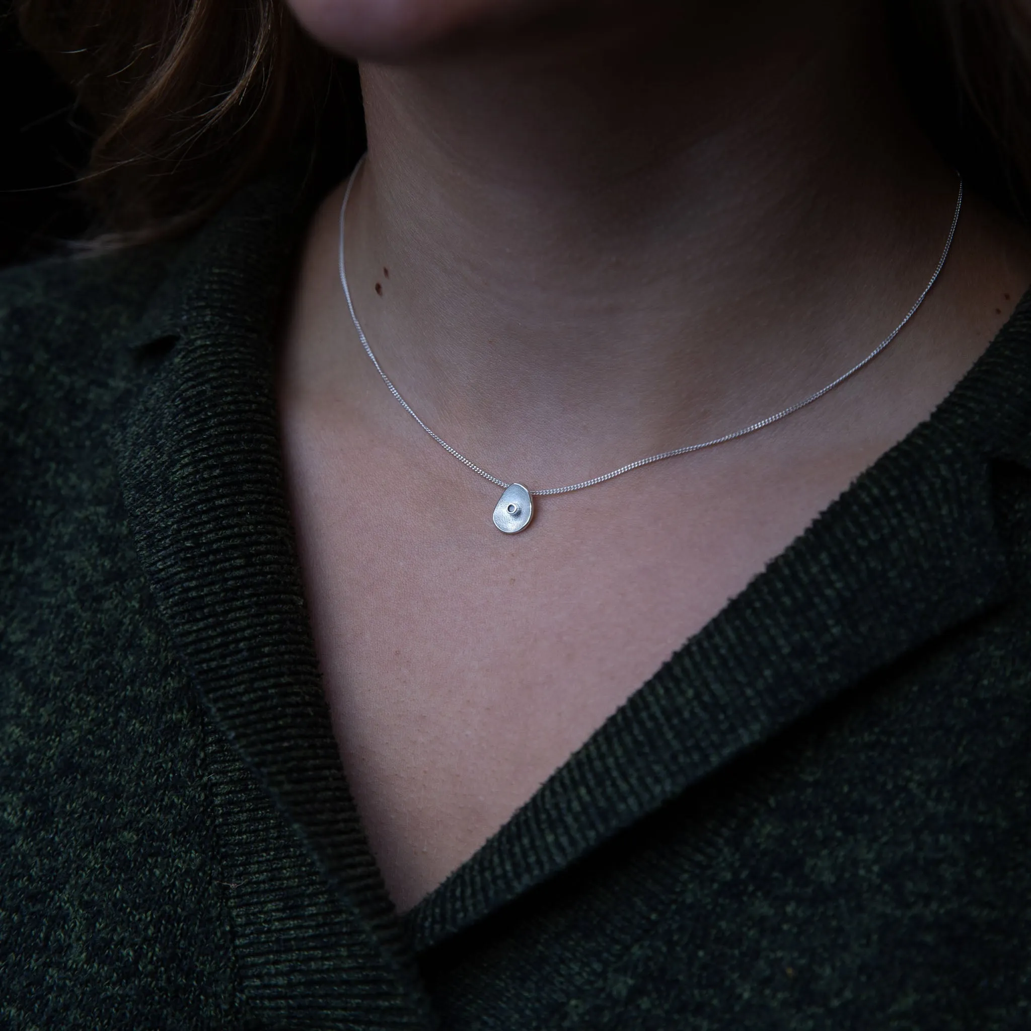 Sea Buttons July Birthstone Silver Ruby Pendant