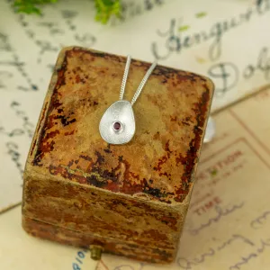 Sea Buttons July Birthstone Silver Ruby Pendant