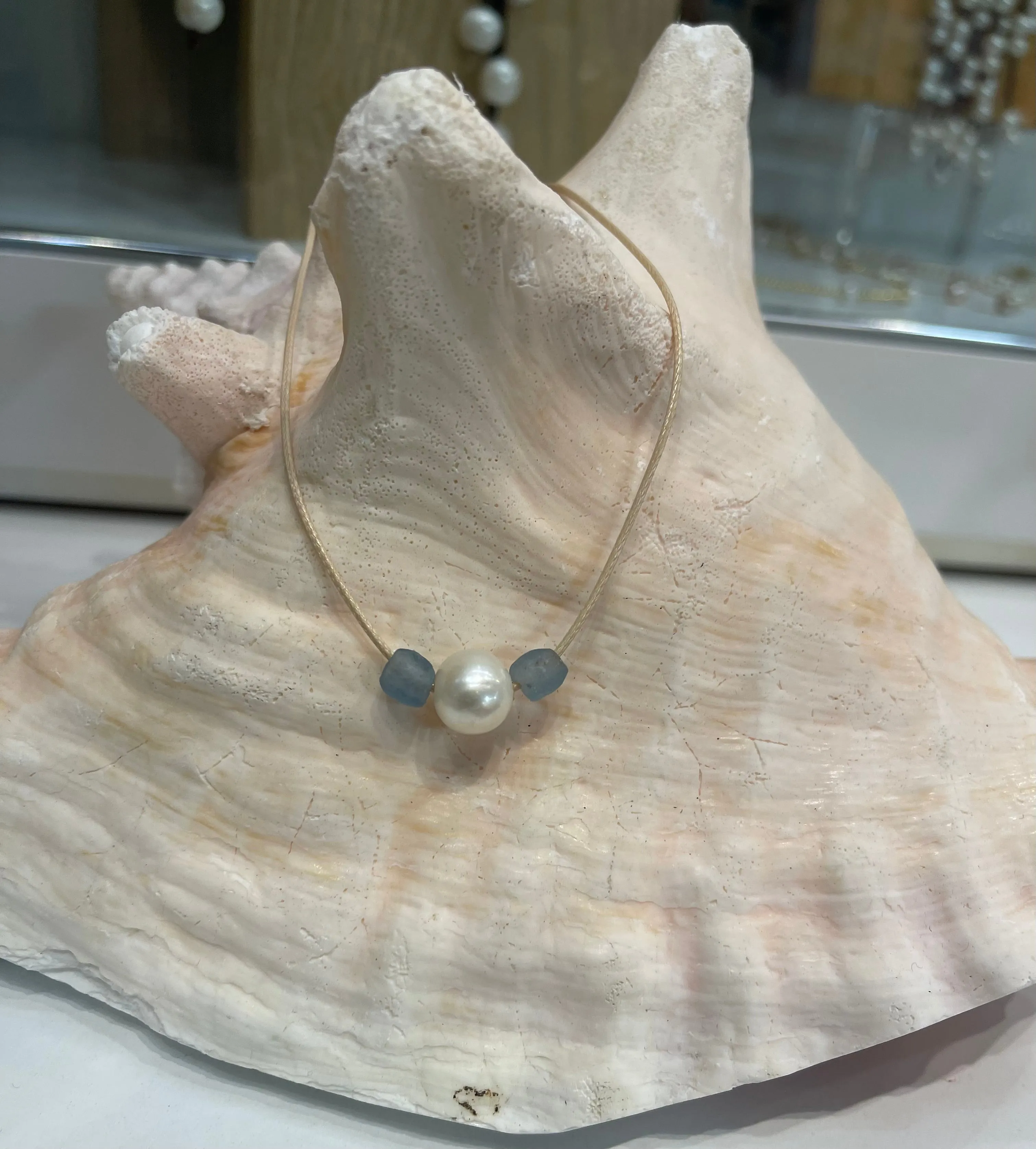 Sea glass & pearls necklaces