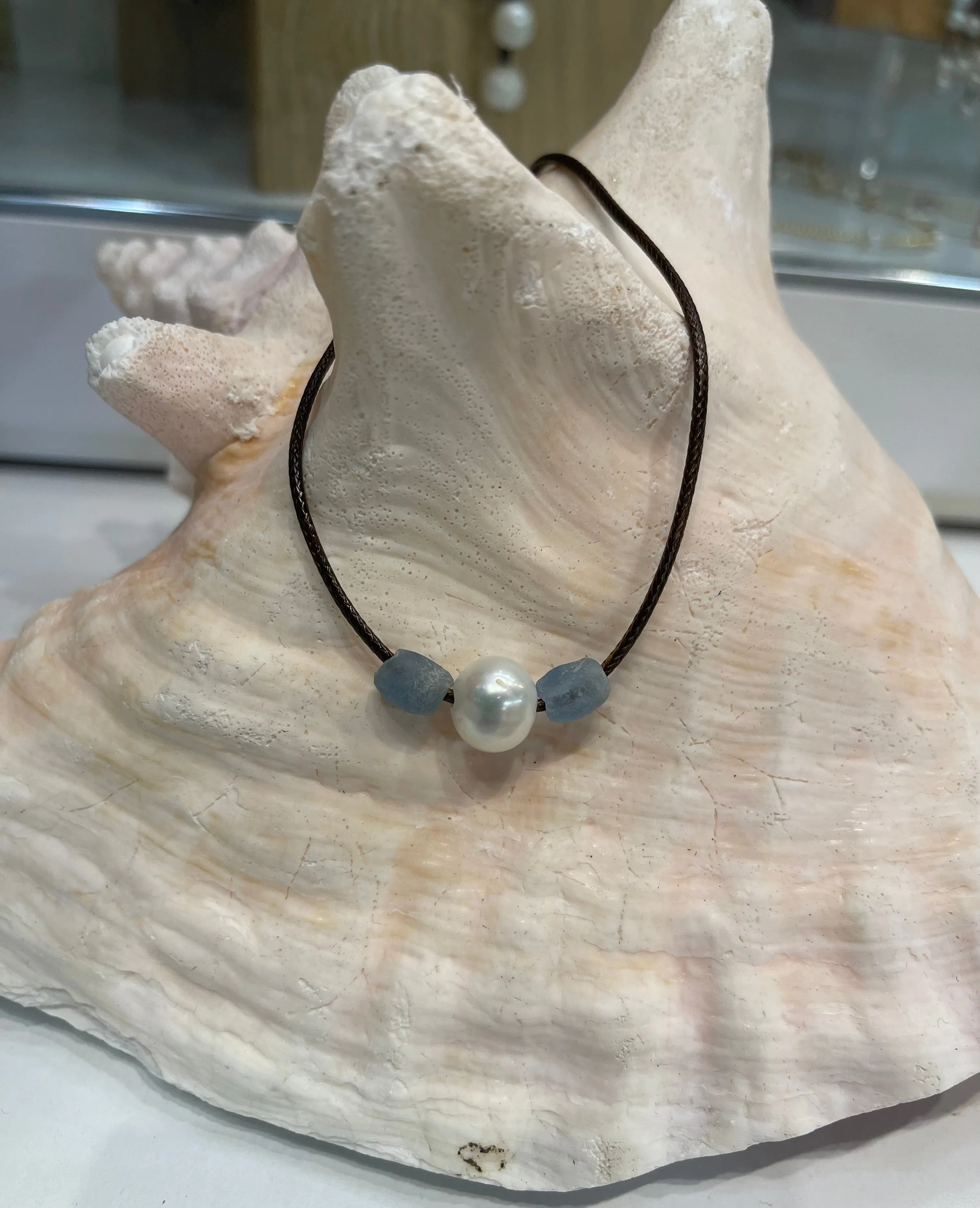 Sea glass & pearls necklaces