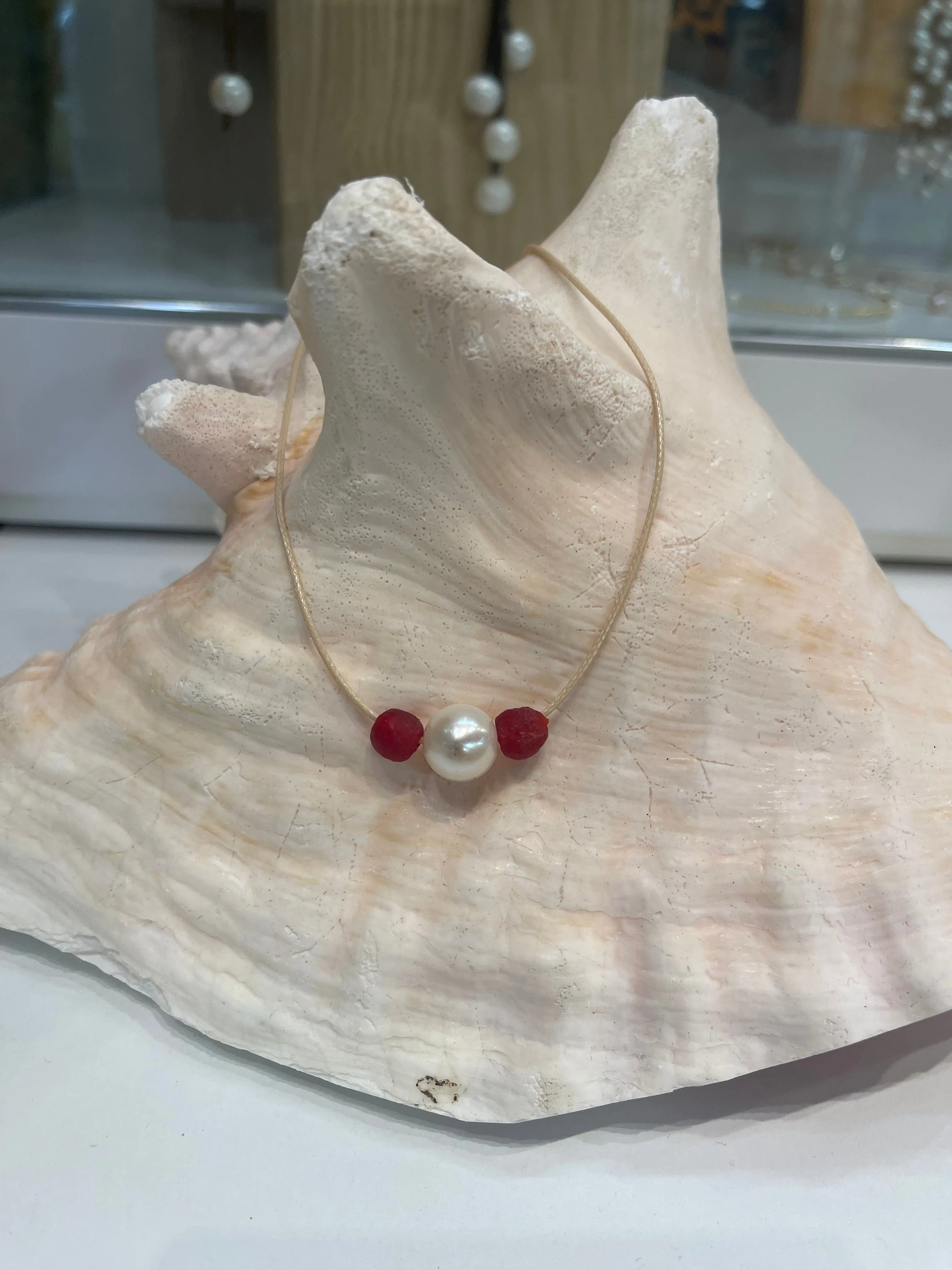 Sea glass & pearls necklaces