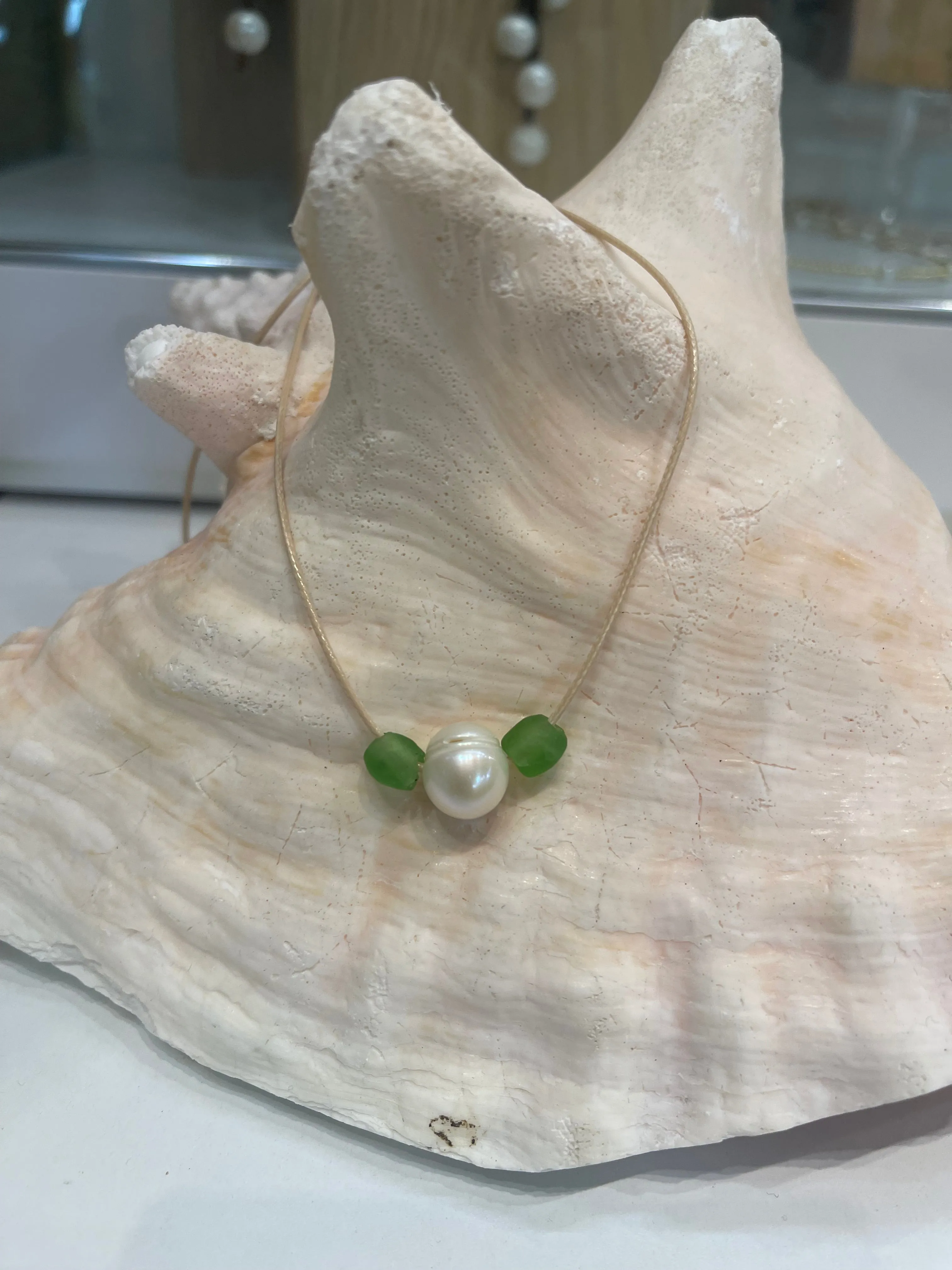 Sea glass & pearls necklaces