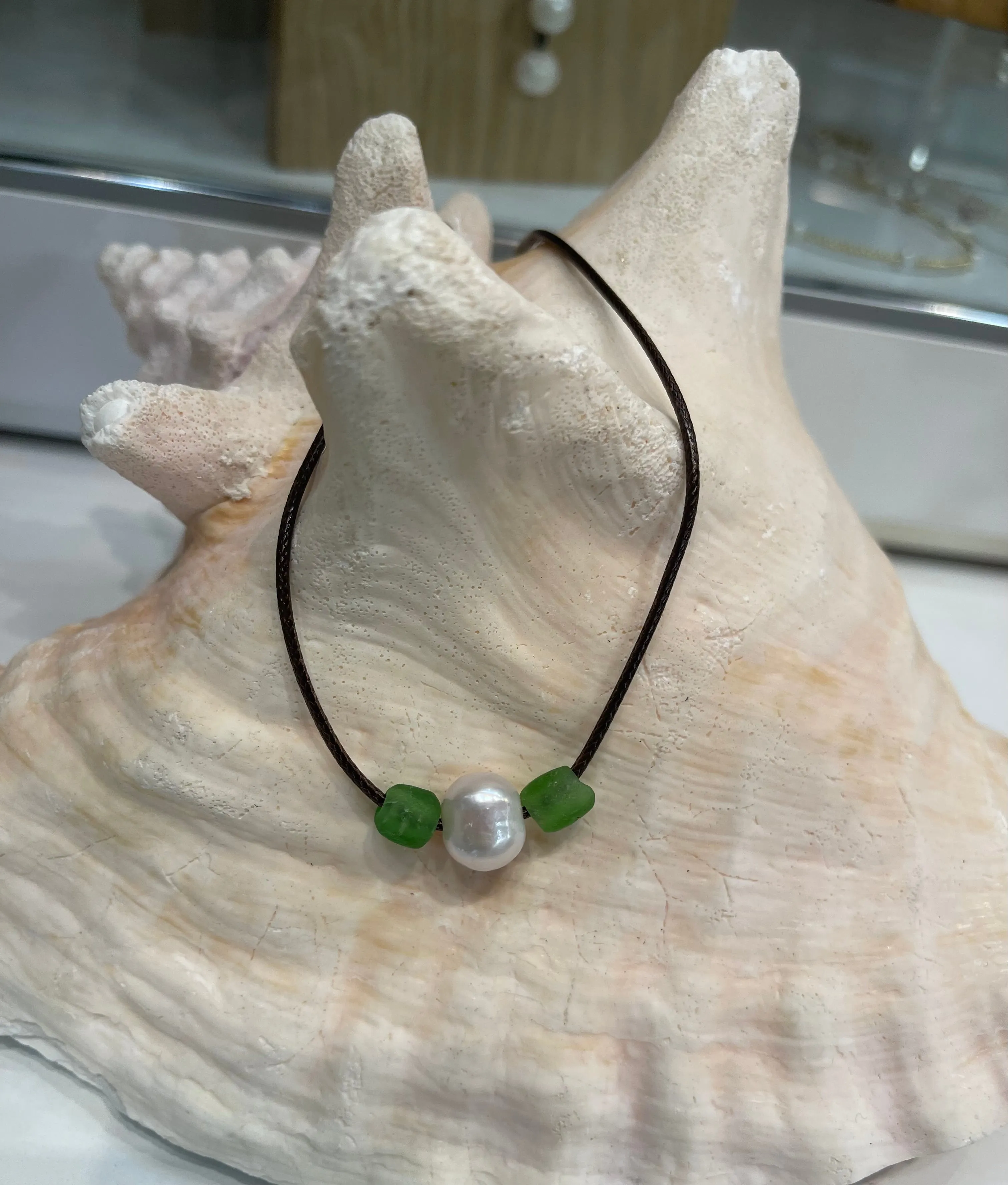 Sea glass & pearls necklaces