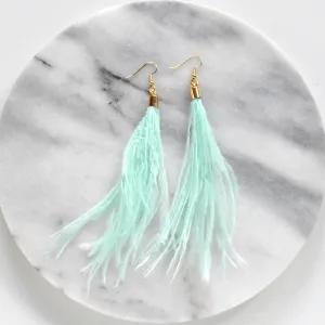 Seafoam Ostrich Feather Earrings
