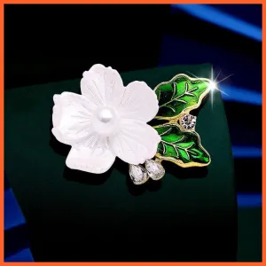 Shell Flower Pearl Badges And Brooch Pins For Women