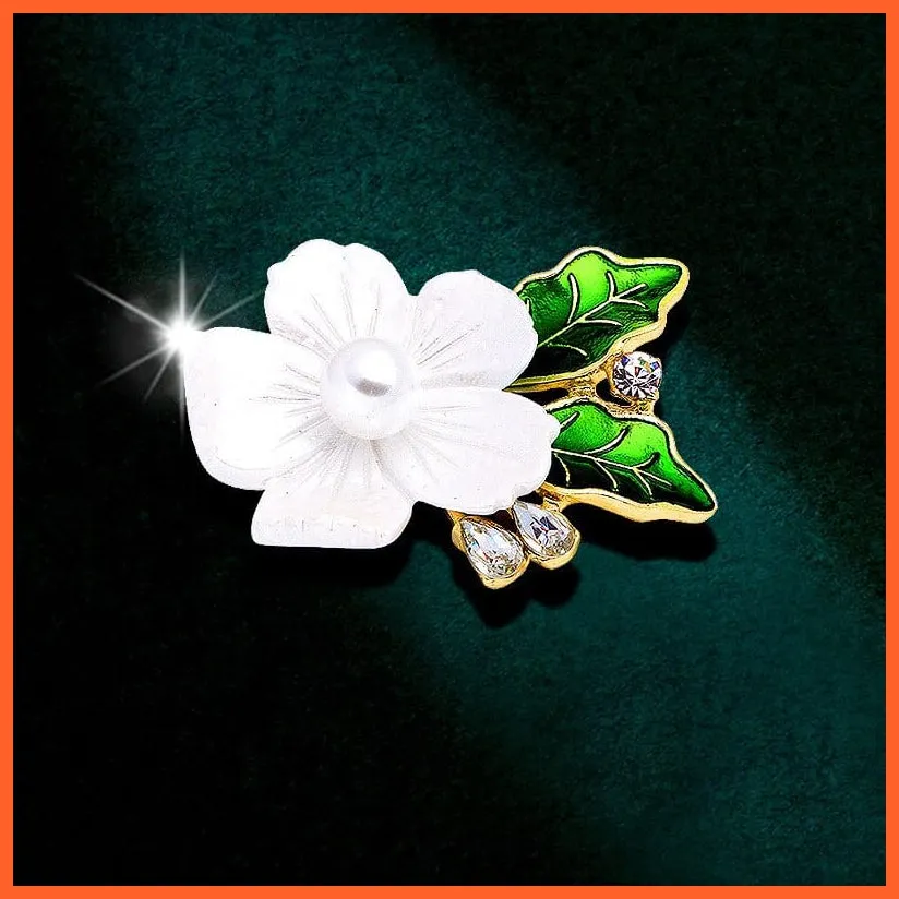 Shell Flower Pearl Badges And Brooch Pins For Women