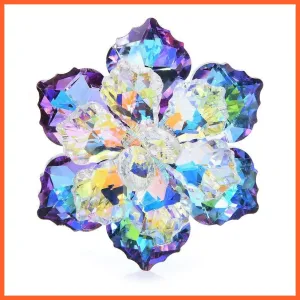 Shining Glass Flower Brooches For Women