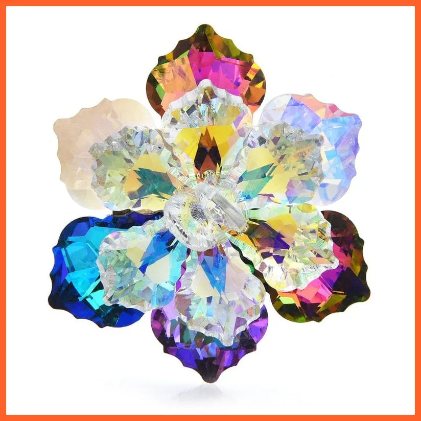 Shining Glass Flower Brooches For Women