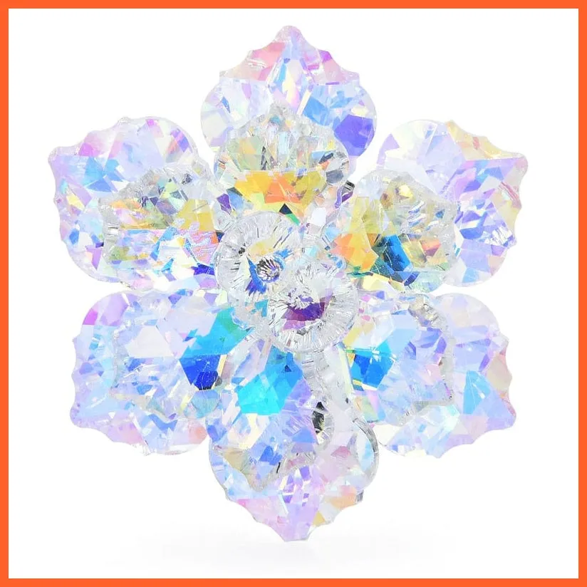 Shining Glass Flower Brooches For Women